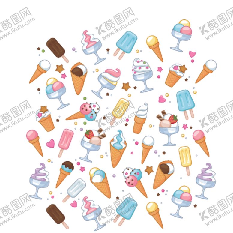 编号：59041005141913569500【酷图网】源文件下载-手绘矢量冰激凌插画背景