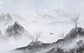 水墨山水画江如此多娇大理石意境国
