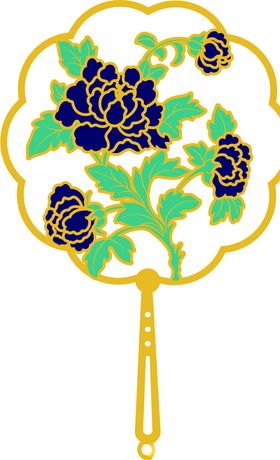 牡丹花团扇书签