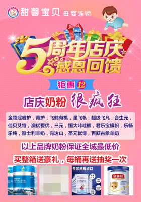 母婴用品五周年店庆彩页海报