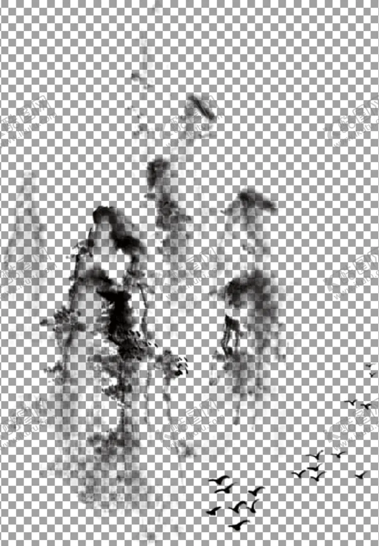 编号：23188704121653208506【酷图网】源文件下载-透明底山水画
