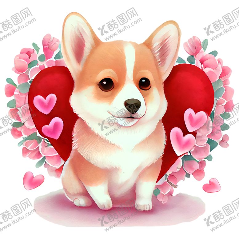 编号：39608701202140253051【酷图网】源文件下载-可爱动物手绘爱情爱心