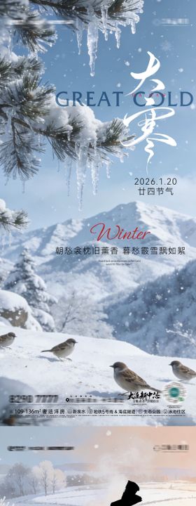 房地产二十四节气节日大寒节气海报