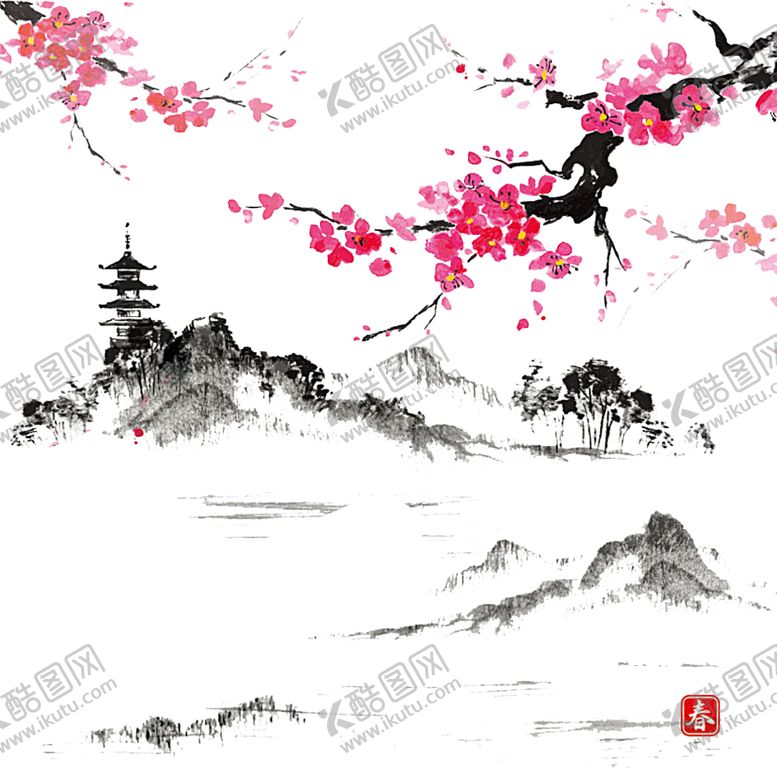 编号：22778606240615136174【酷图网】源文件下载-中国风水墨梅