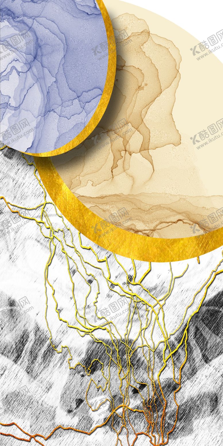编号：94166210301005372496【酷图网】源文件下载-创意鎏金大理石玄关画