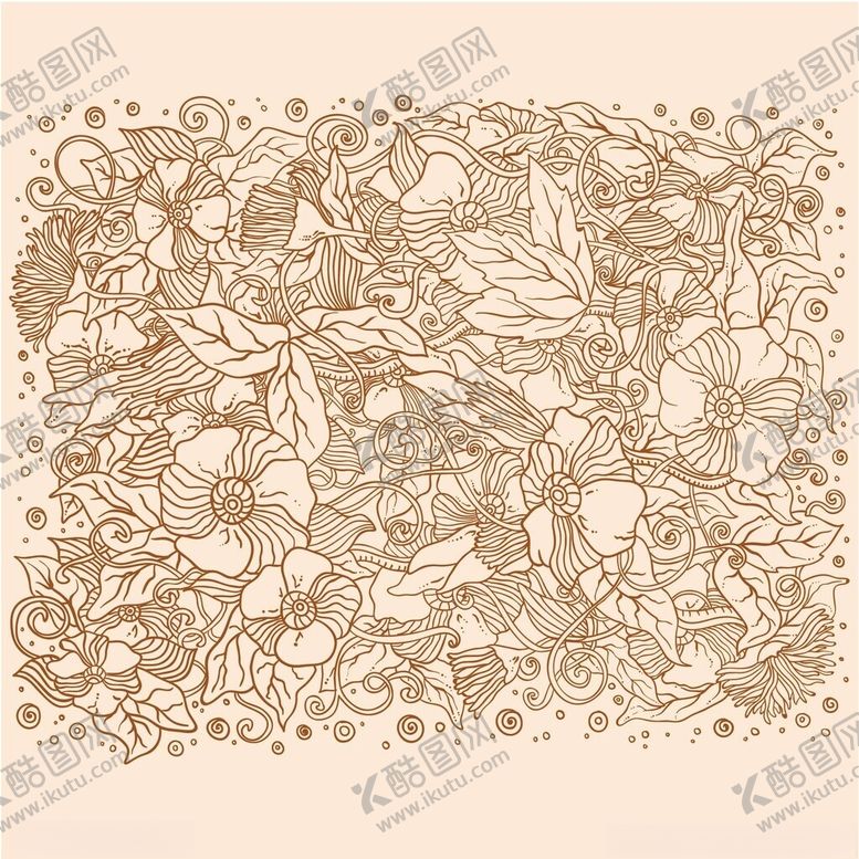编号：48791204021550148764【酷图网】源文件下载-手绘花卉植物图案背景