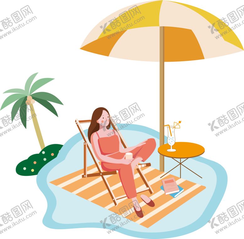 编号：47979706290942338289【酷图网】源文件下载-夏天防晒海边沙滩插画