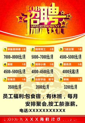 烧烤店招聘海报