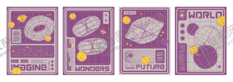 编号：54302704011300168686【酷图网】源文件下载-紫色几何图案装饰画设计