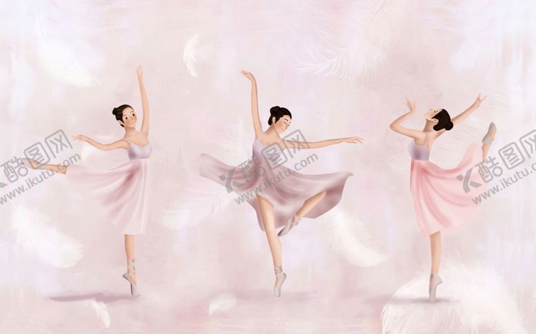 编号：42625509270858021972【酷图网】源文件下载-芭蕾人物背景墙粉色