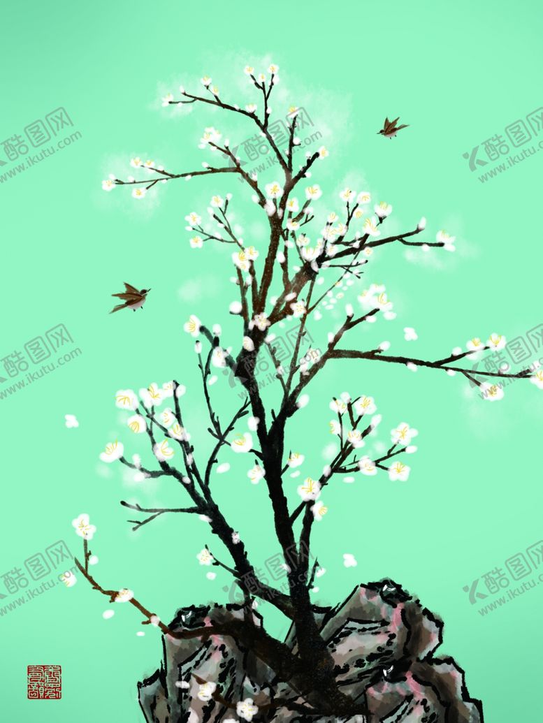 编号：63462510162338417340【酷图网】源文件下载-新中式淡雅梅花装饰画