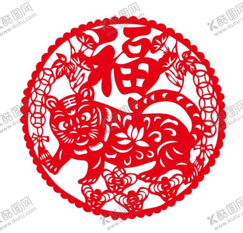 编号：86306612130012435973【酷图网】源文件下载-矢量虎年窗花剪纸
