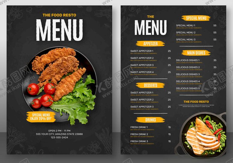 编号：43352101050213345024【酷图网】源文件下载-菜单模板