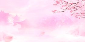 中国风背景水墨画梅花意境展板小清新