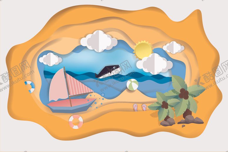 编号：59025509211753133311【酷图网】源文件下载-剪纸风格夏天