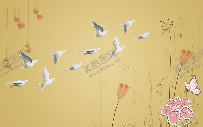 编号：32478509242011092784【酷图网】源文件下载-现代简约花卉背景墙