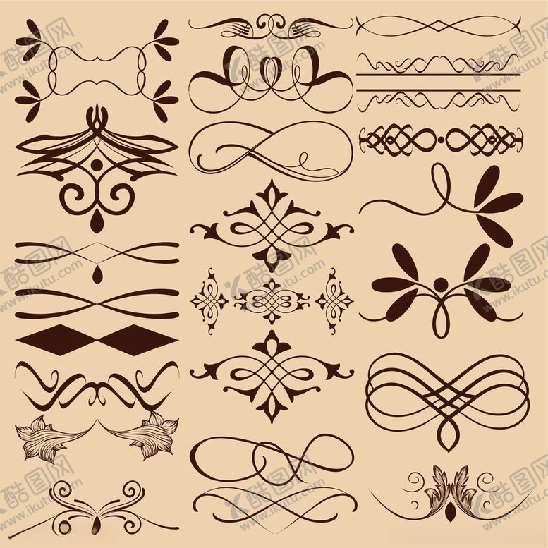 编号：65194211211338267352【酷图网】源文件下载-复古装饰花纹图案集合