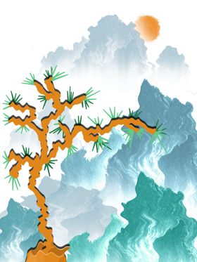 玄关画麋鹿山水新中式中式抽象
