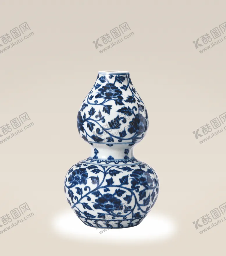 编号：42027506262216252135【酷图网】源文件下载-青花花卉缠枝葫芦瓶