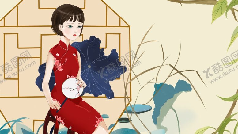 编号：11518205180117192049【酷图网】源文件下载-旗袍女子