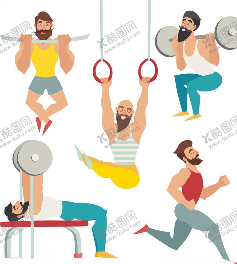 编号：11428505150728394756【酷图网】源文件下载-健身图标人物