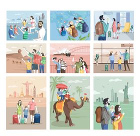 扁平化旅游插画