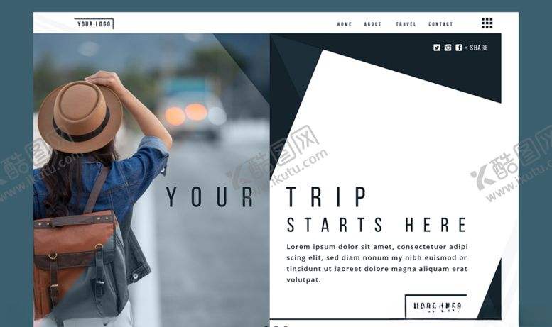 编号：12662109280744234941【酷图网】源文件下载-时尚女子旅行网站登陆页矢量图