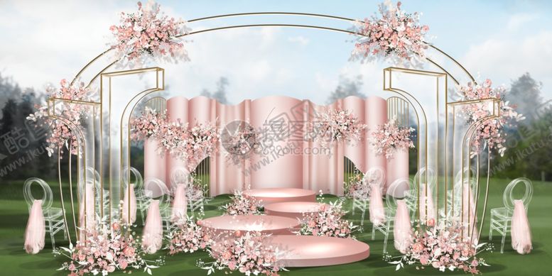 编号：28645309152310187029【酷图网】源文件下载-粉色婚礼舞台
