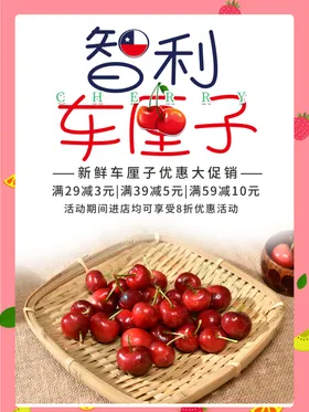 时尚简约智利车厘子海报