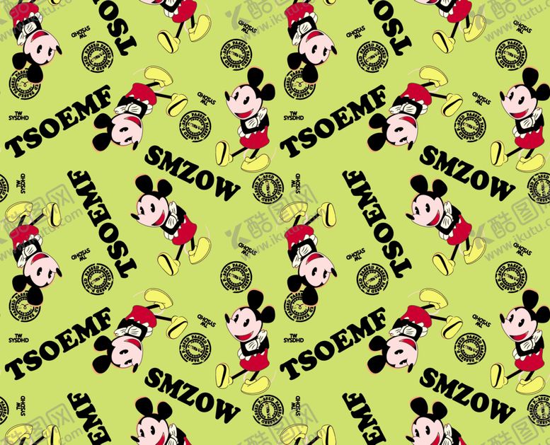 编号：74507809230222373725【酷图网】源文件下载-字母卡通动物米奇印花