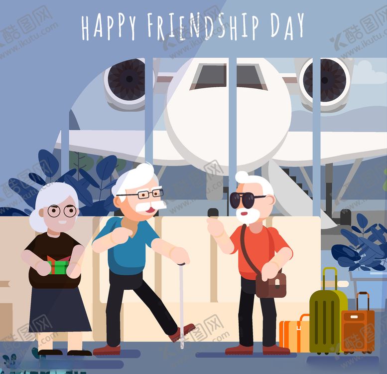 编号：62453809092352161142【酷图网】源文件下载-创意乘飞机旅行的老年朋友