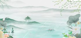 水墨山水园林诗意美景