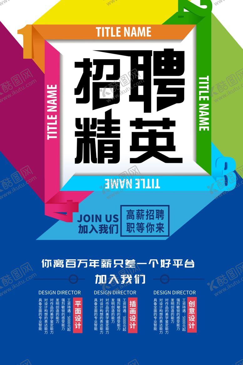 编号：30716510091101138929【酷图网】源文件下载-高薪招聘招聘精英海报