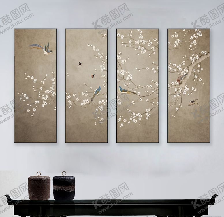 编号：17315010192142225064【酷图网】源文件下载-国画梅花