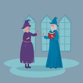 卡通魔女万圣节巫人物