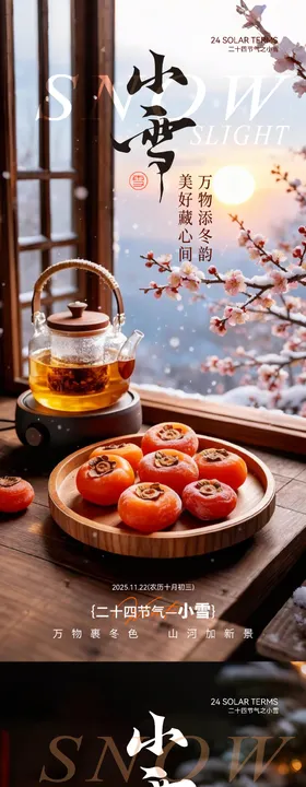 小雪温馨氛围感节气海报
