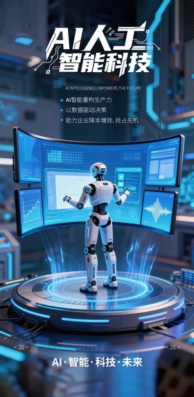 AI人工智能科技赋能未来蓝色海报