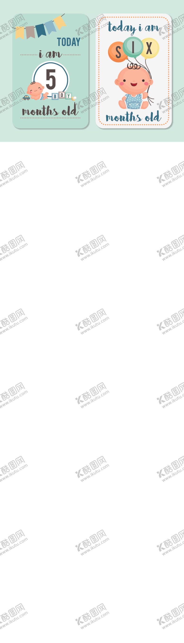 编号：90707711021522538335【酷图网】源文件下载-宝宝5个月与6个月纪念卡