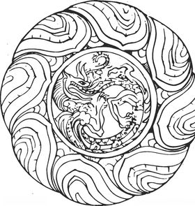 镂空花图案雕仿古纹屏风古典边
