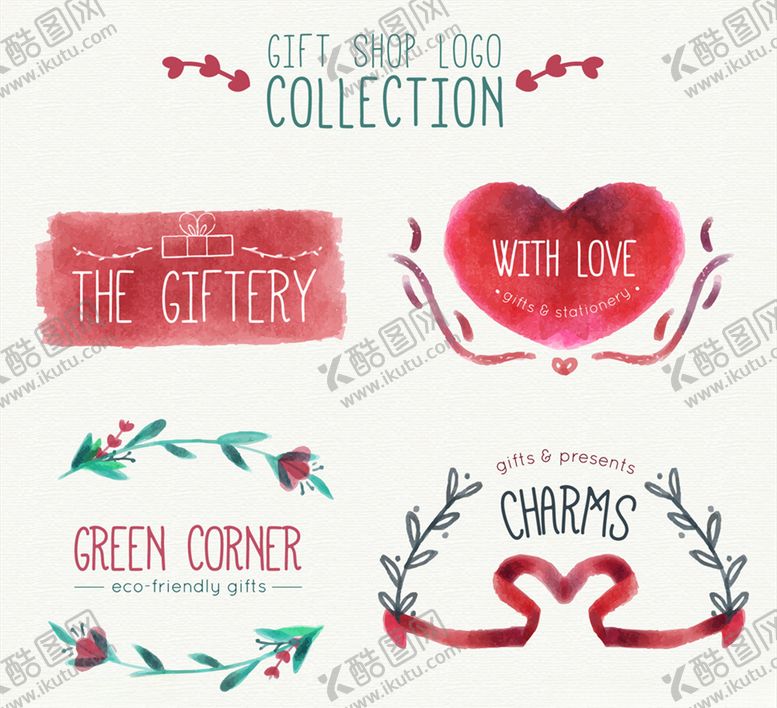 编号：68264009282116297646【酷图网】源文件下载-水彩绘礼品店标志矢量图