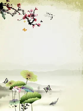 古风背景中国素材梅花山水画展板