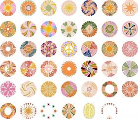 多彩圆形花纹图案集合