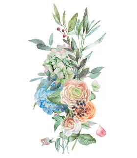 手绘花卉婚宴请柬园林艺术温馨幸福