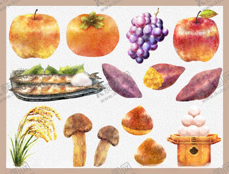 编号：93147102201803317221【酷图网】源文件下载-秋季美食插图