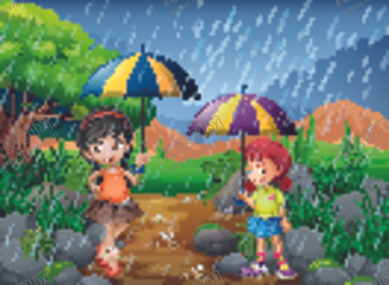 编号：80759606242209429231【酷图网】源文件下载-卡通雨季儿童