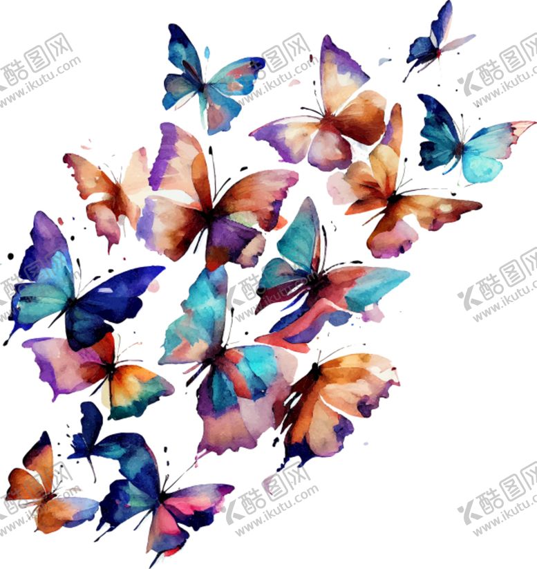 编号：36827509190309304980【酷图网】源文件下载-水彩蝴蝶