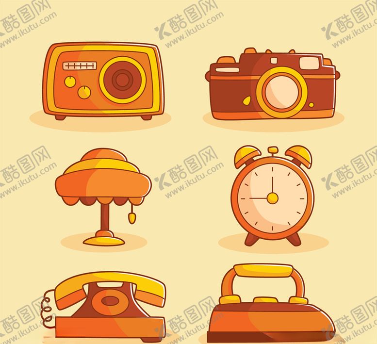 编号：29555509221519511891【酷图网】源文件下载-橙色家用物件矢量素材