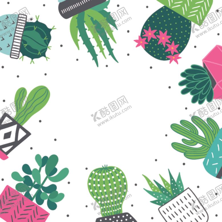 编号：92280709090859472802【酷图网】源文件下载-小清新仙人掌绘画图案
