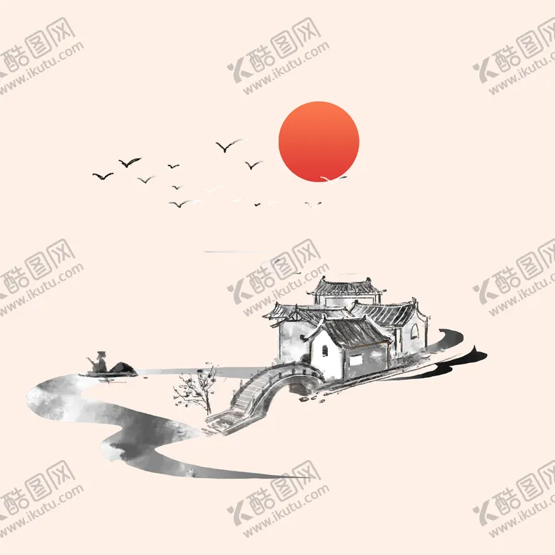 编号：42910609260335234260【酷图网】源文件下载-中国风水墨山水素材 