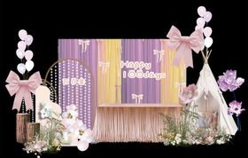 梦幻紫色系婚礼甜品台布置